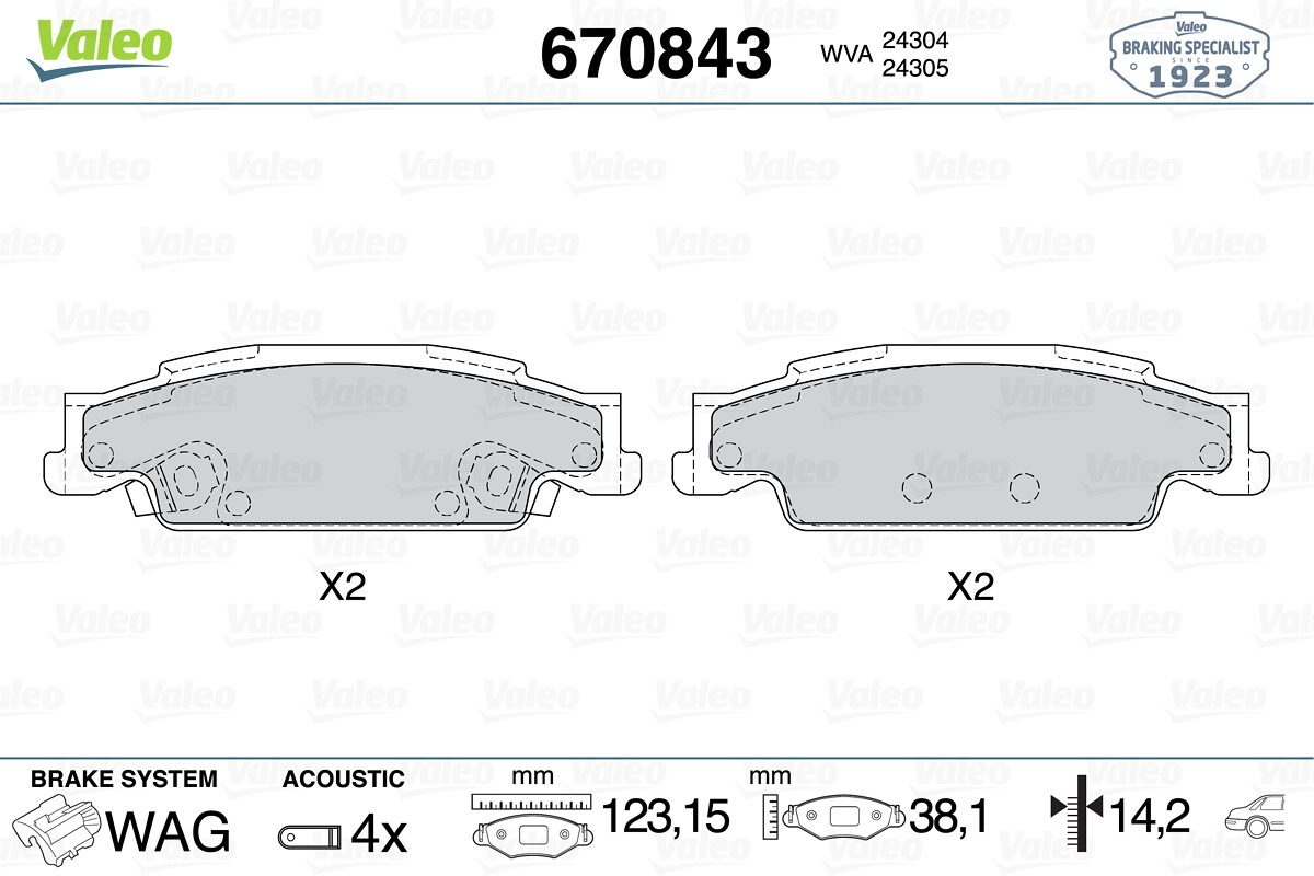 set placute frana,frana disc 670843 VALEO